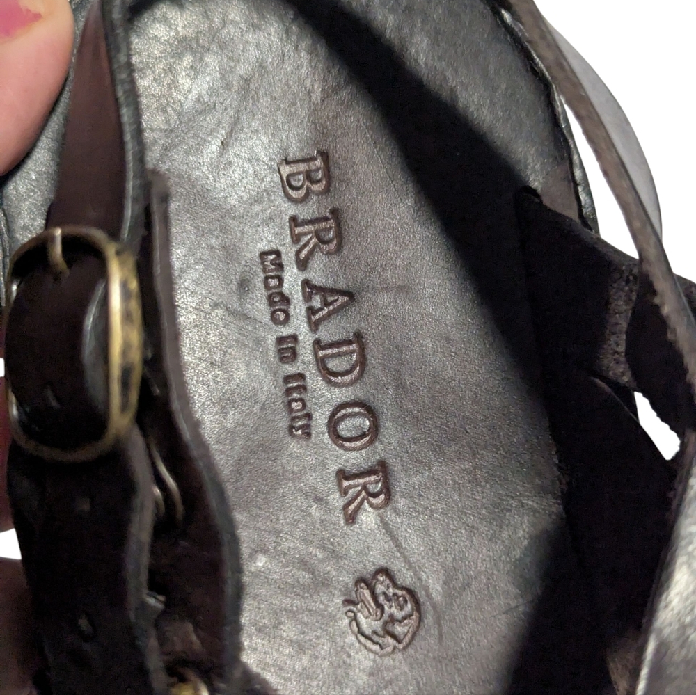 Brador Women's Luke Schuhe Dark Brown Leather Sandal Size 38.Made In Italy - Picture 14 of 15
